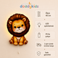 Aslan Gece Lambası - LED Işıklı Duvar Lambası, Pilli, 40 cm