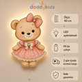 Ayıcık Gece Lambası - LED Işıklı Duvar Lambası, Pilli, 40 cm