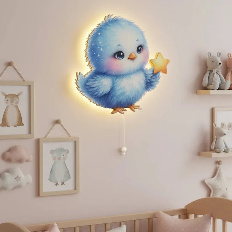 Kuş Pilli Led Işıklı Bebek Odası Ahşap Duvar Dekoru - Gece Lambası – kız çocuk elbisesi