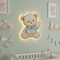 Ayıcık Tedy Bear Pilli Led Işıklı Bebek Odası Ahşap Duvar Dekoru - Gece Lambası – kız çocuk elbisesi