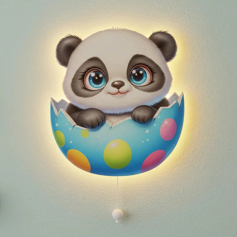 Panda Pilli Led Işıklı Bebek Odası Ahşap Duvar Dekoru - Gece Lambası – kız çocuk elbisesi