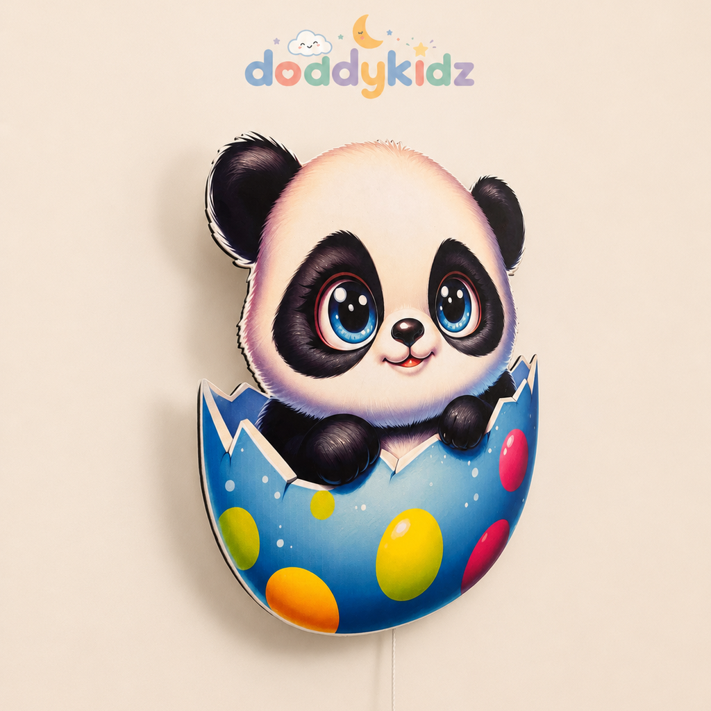 Panda Gece Lambası - LED Işıklı Duvar Lambası, Pilli, 40 cm